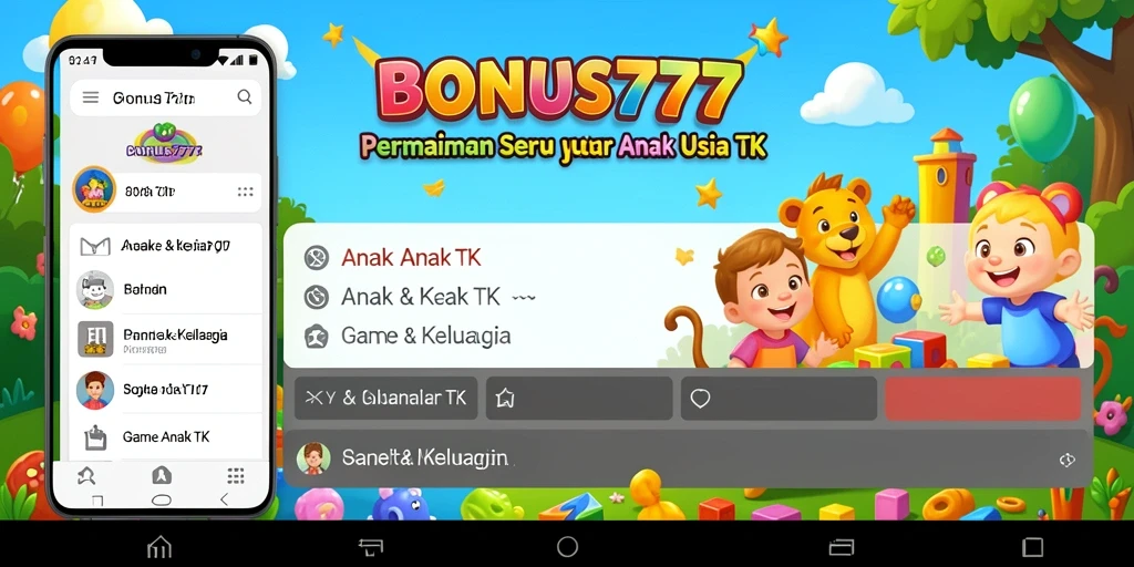 Tampilan antarmuka interaktif aplikasi Game Anak TK yang ceria.
