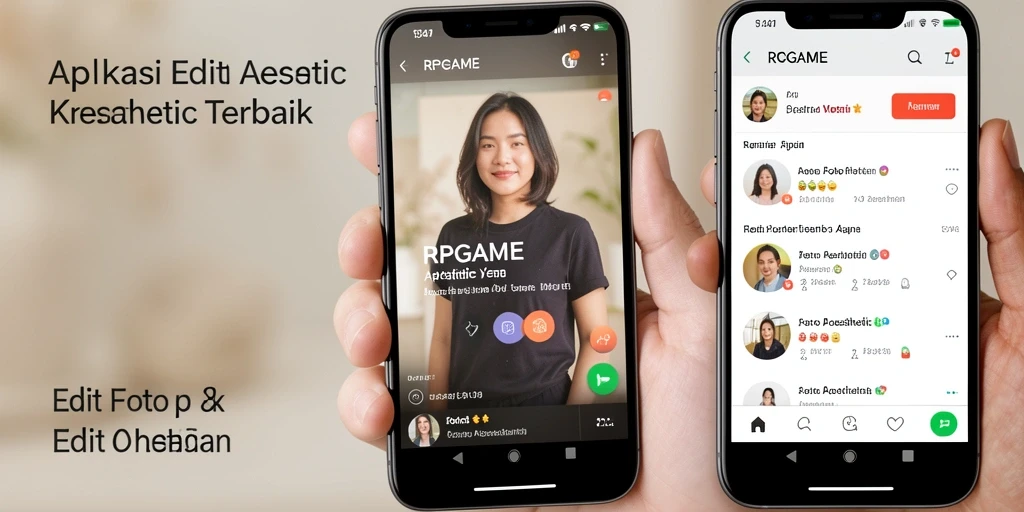 Antarmuka aplikasi RPGAME dengan berbagai fitur Edit Foto Aesthetic.