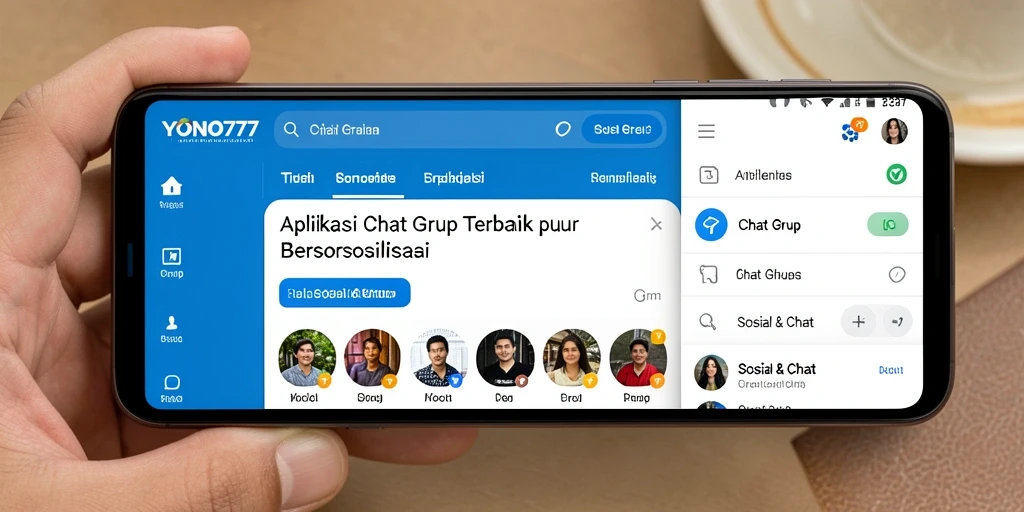 Tampilan antarmuka utama YONO777 dengan fitur Chat Grup yang intuitif.