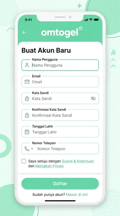 Tampilan halaman daftar omtogel