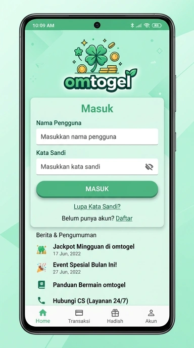 Tampilan halaman login omtogel